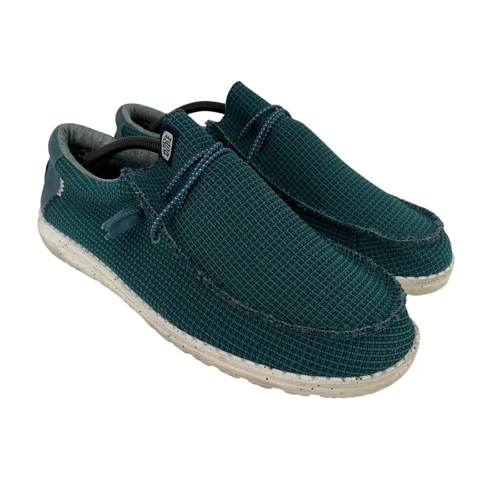 Hey Dude Wally Sport Mesh Shoes Mens Size 13 Teal Slip On Casual Loafers